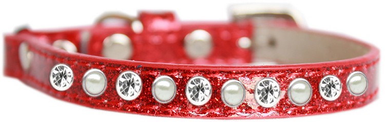 Pearl and Clear Jewel Ice Cream Cat safety collar Red Size 14